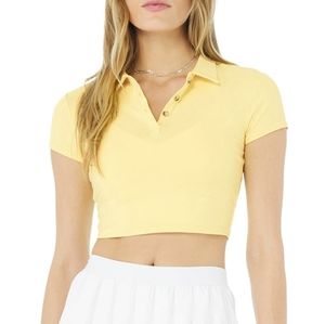 Alo Yoga Choice Polo Crop in Buttercup Yellow, xs